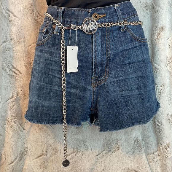 MICHAEL KORS - Silver Tone & Crystal Logo chain Belt - NWT Retail $68 - Picture 5 of 6